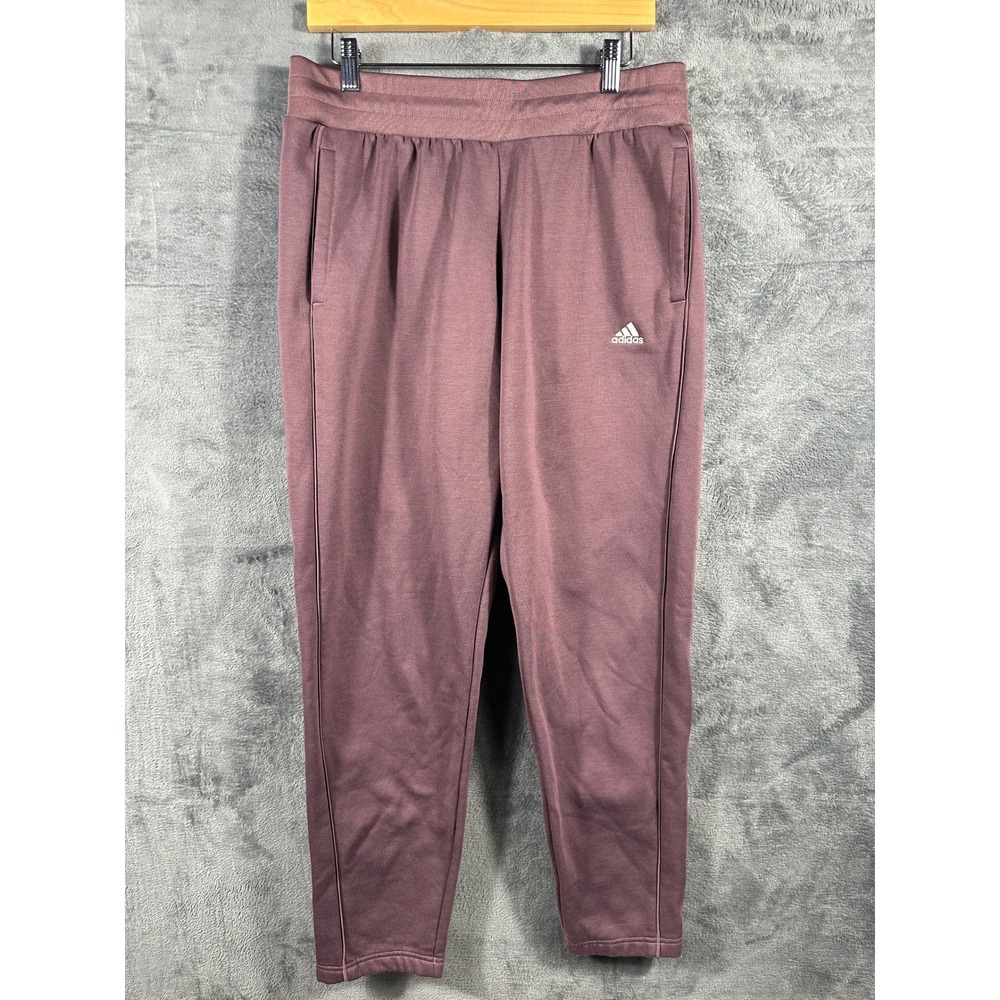 Adidas Womens Fleece Joggers Mauve Plum Sweatpants Tapered Leg Large